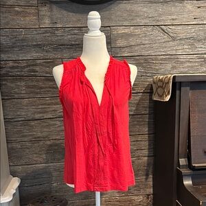 Red Sleeveless Blouse with Ruffle details